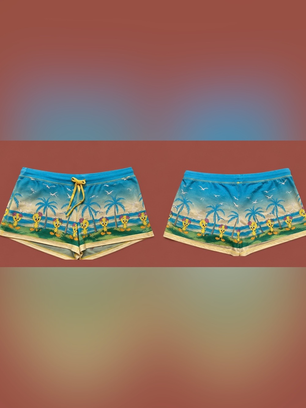 Women's Blue Tropical Tweety Bird Sleep Shorts